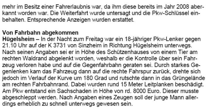 In der Presse gefunden Oktober 2009 